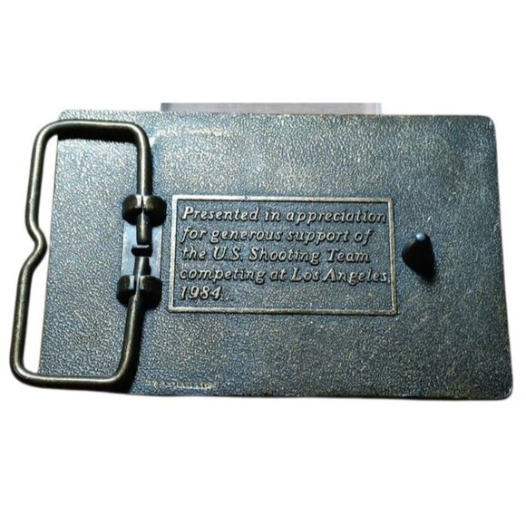 Los Angeles 1984 US Olympic Shooting Team Brass Belt Buckle California 3.4" x 2" - Picture 8 of 8
